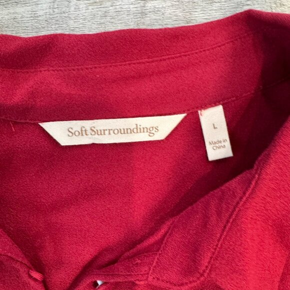 Soft Surroundings Red Button Front Long Sleeve Tunic B20 - Picture 2 of 6